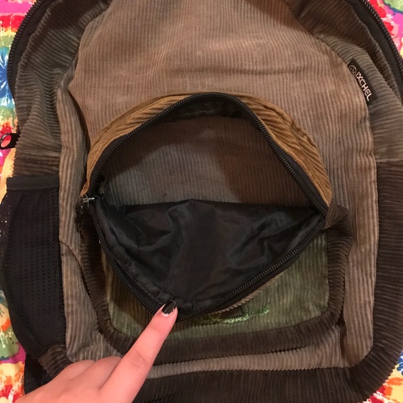 Corduroy Backpack with Mushroom Embroidery - Picture 7 of 8